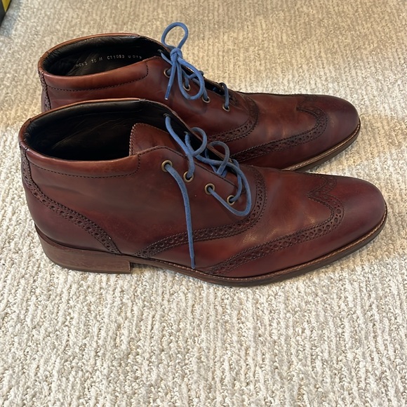 MENS COLE HAAN WINGTIP LEATHER BOOTS SIZE 10 🤎 - Picture 2 of 9
